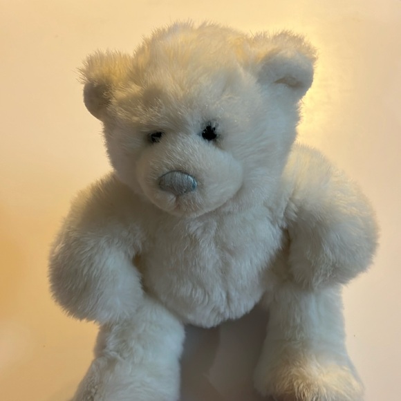 Vintage Build a Bear White Teddy Polar Bear Stuffed Animal Plush Blue Nose 15” - Picture 1 of 6